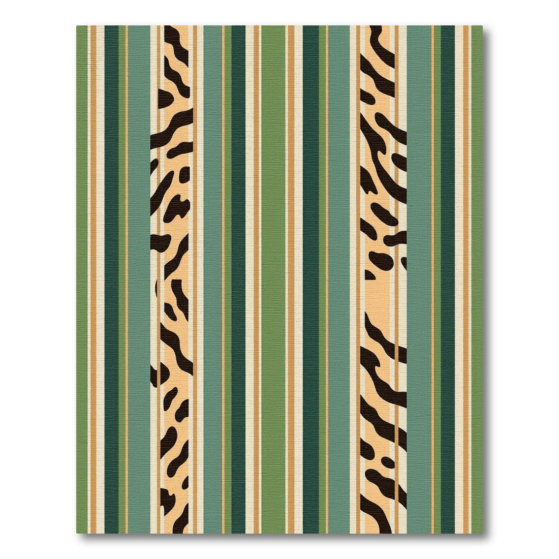 Green and Tan Striped Animal Spot Rug