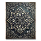 Intricate Silver Floral Slate Damask Rug