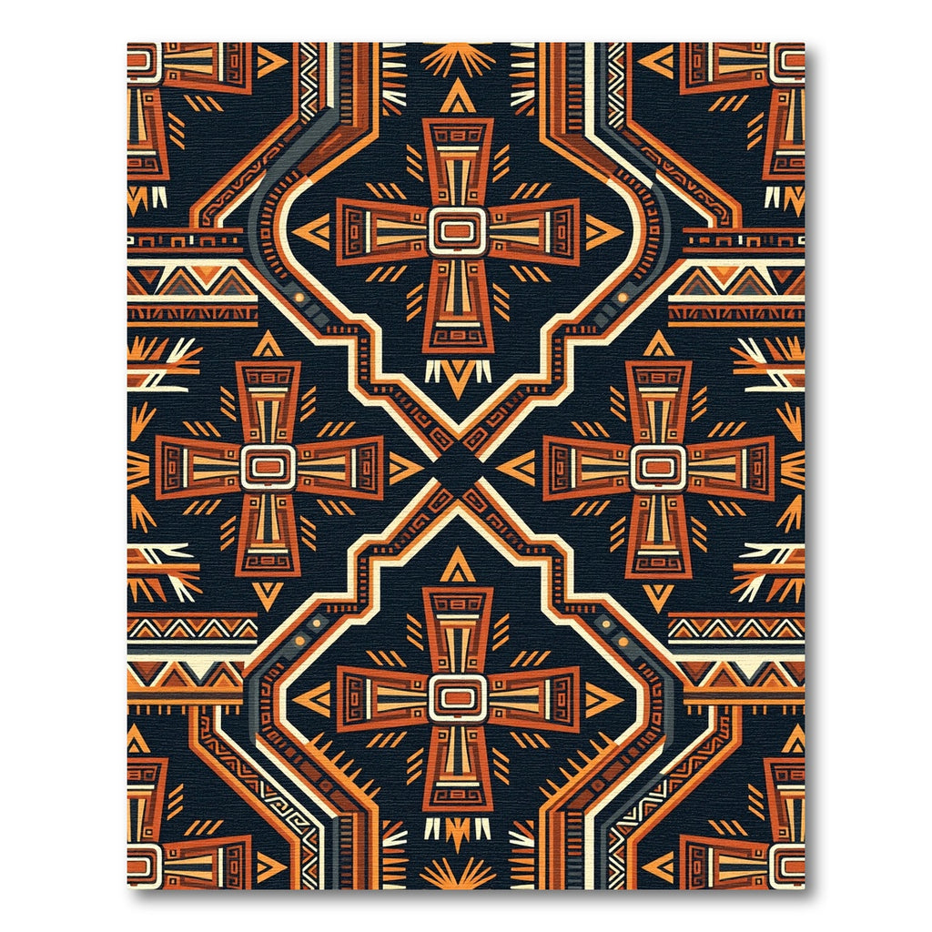 Geometric Terracotta Aztec Cross Rug