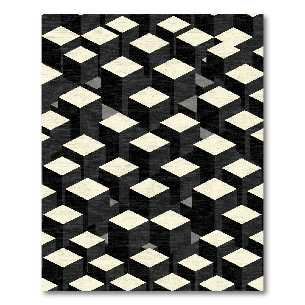 Minimalist Monochrome Isometric Cube Grid Rug