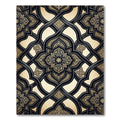 Ornate Black and Gold Interlocking Scroll Rug