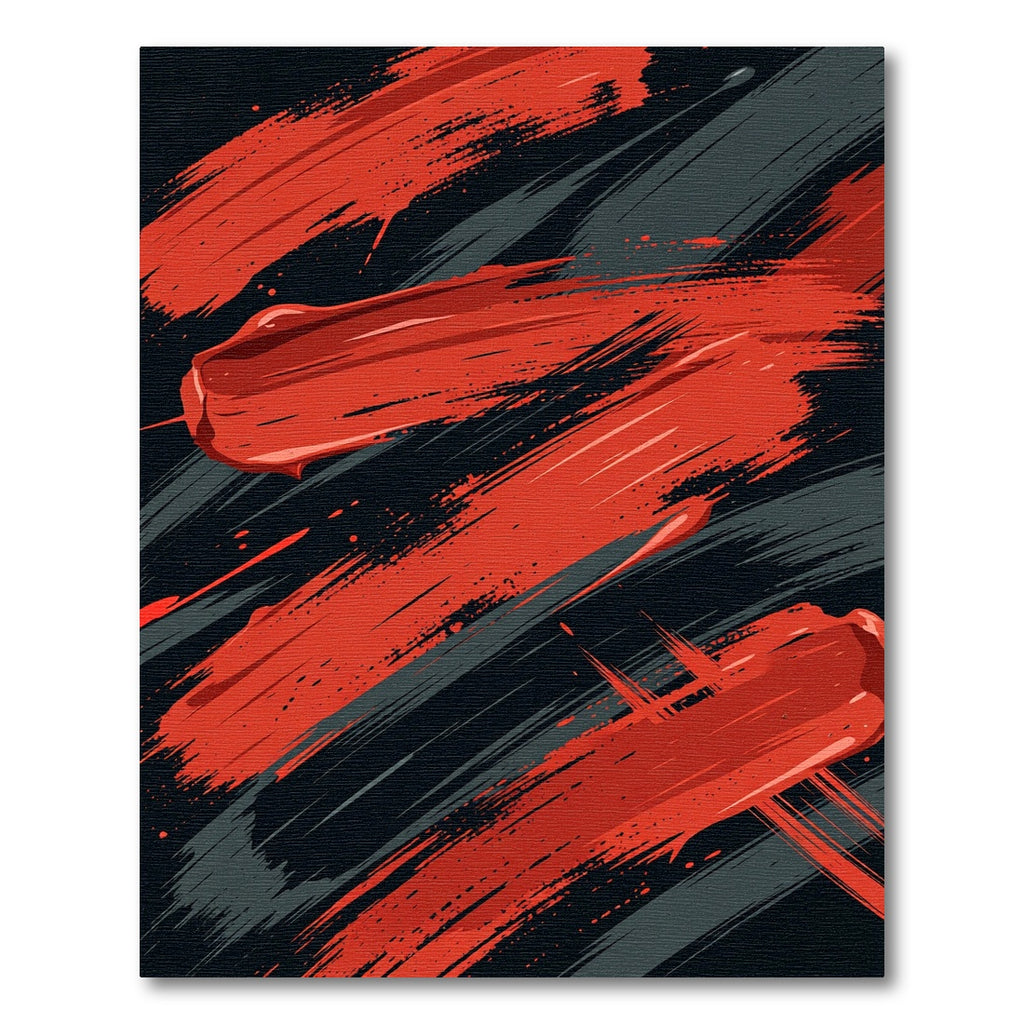 Bold Red Abstract Brush Stroke Rug