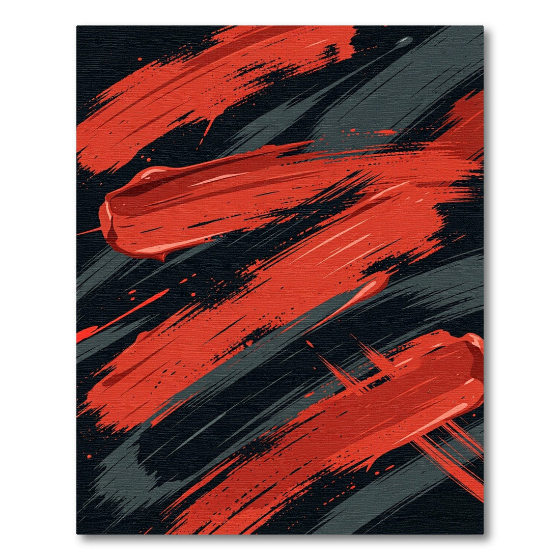 Bold Red Abstract Brush Stroke Rug