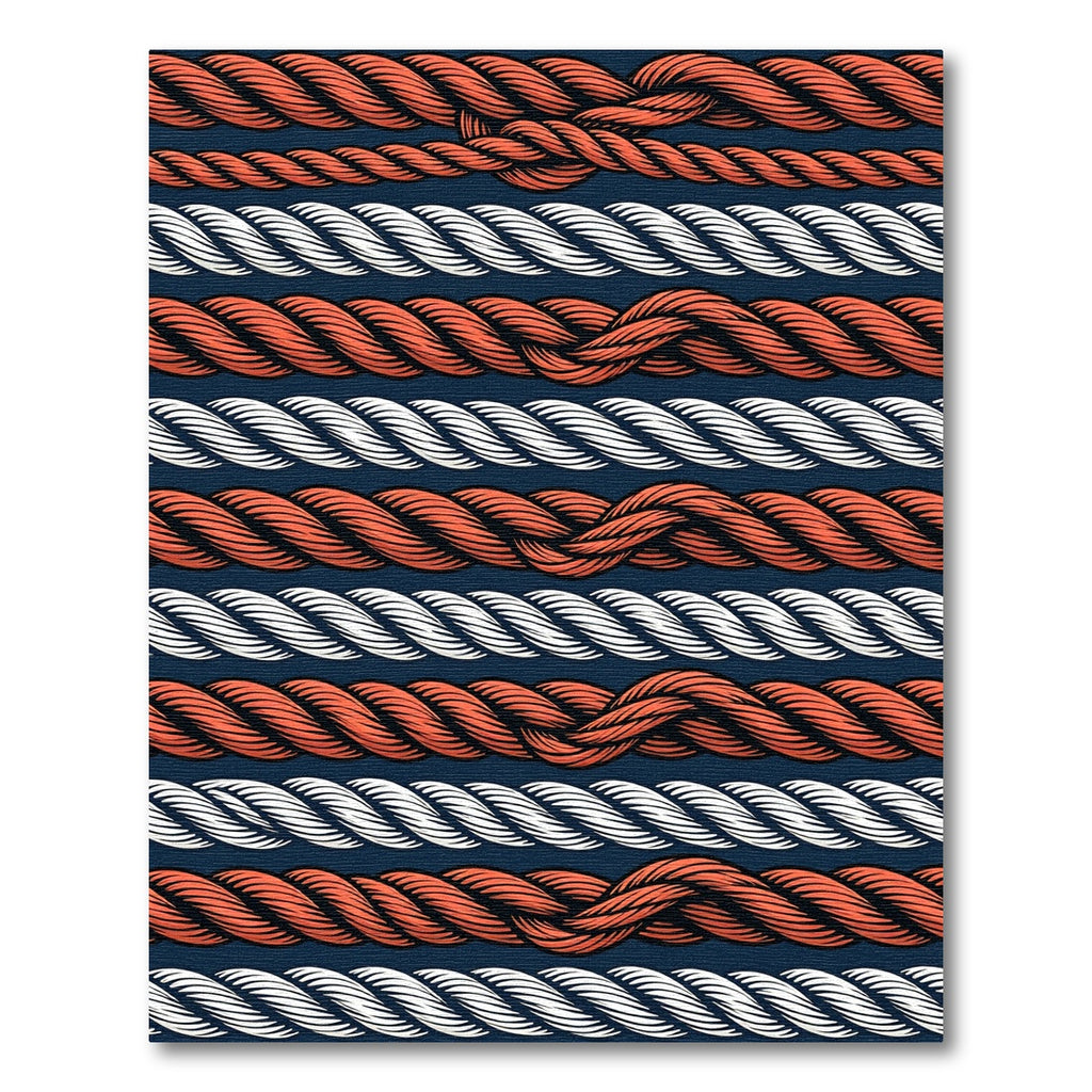 Red White Twisted Rope Stripes Rug