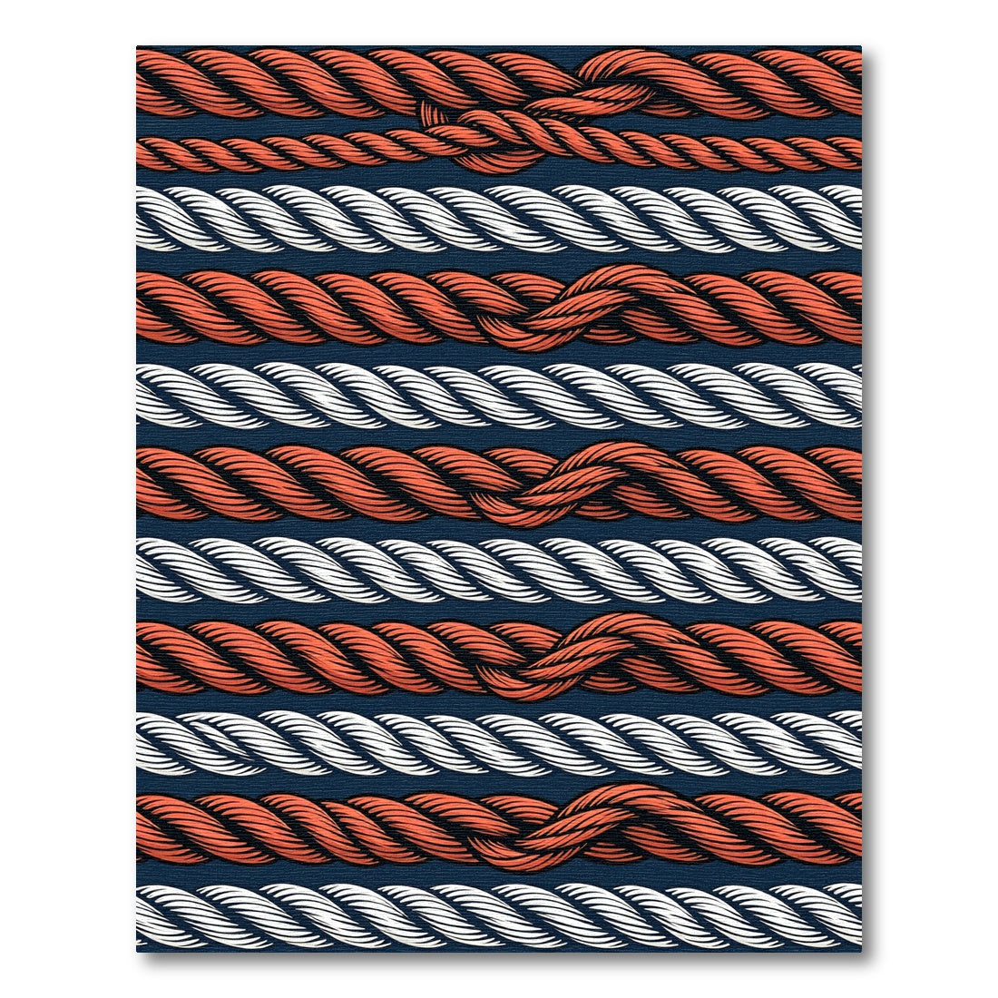 Red White Twisted Rope Stripes Rug