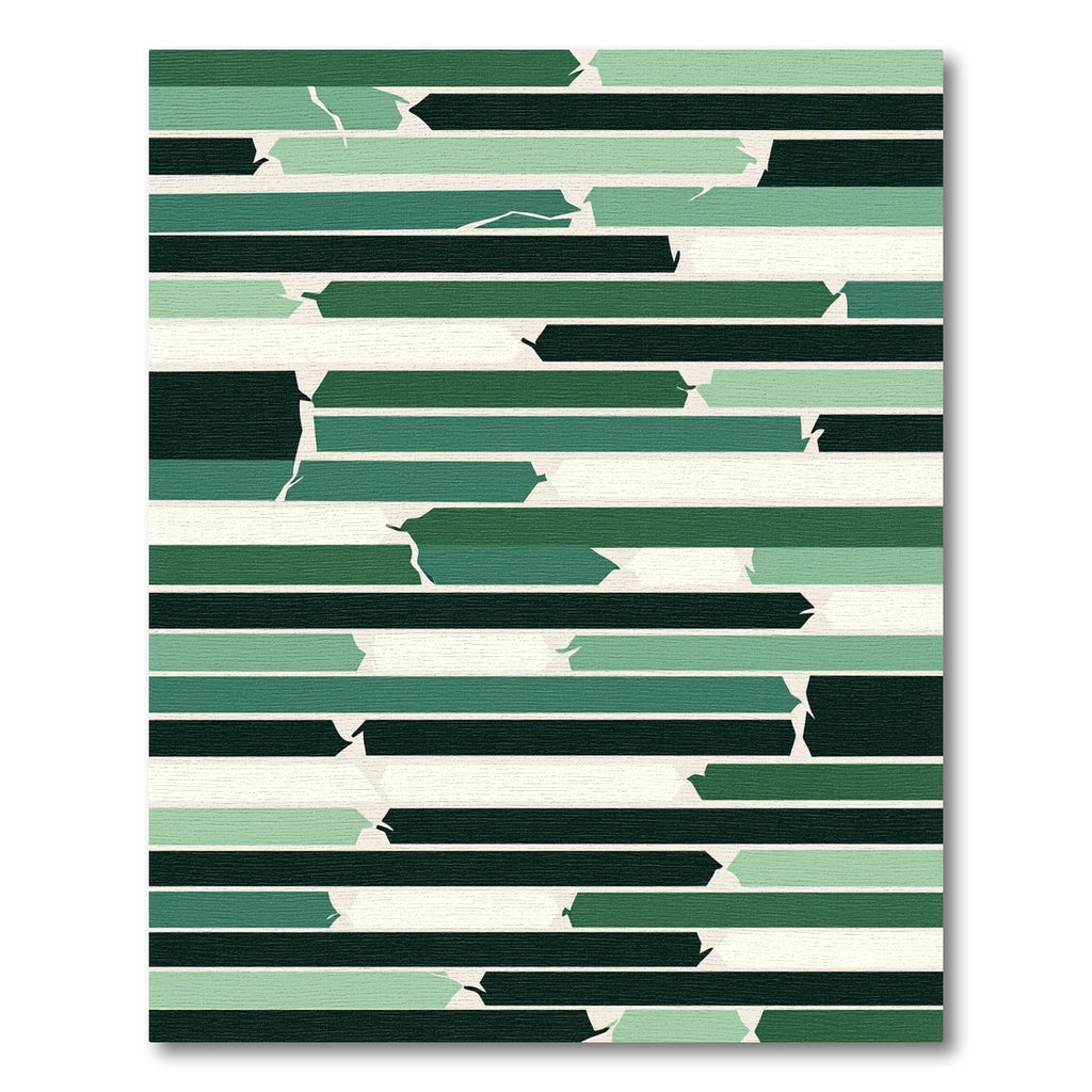 Abstract Green Broken Stripe Rug