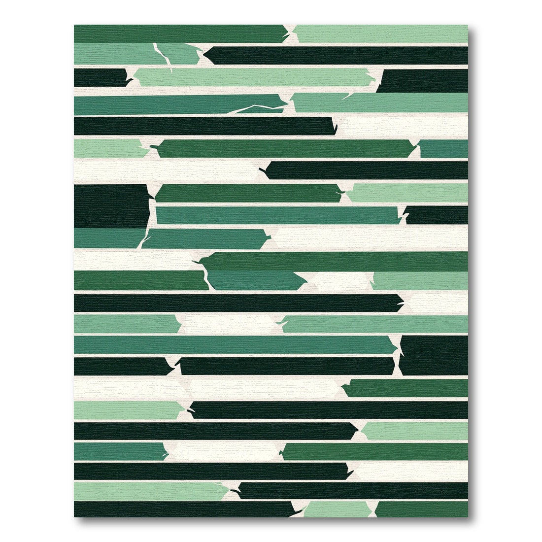 Abstract Green Broken Stripe Rug