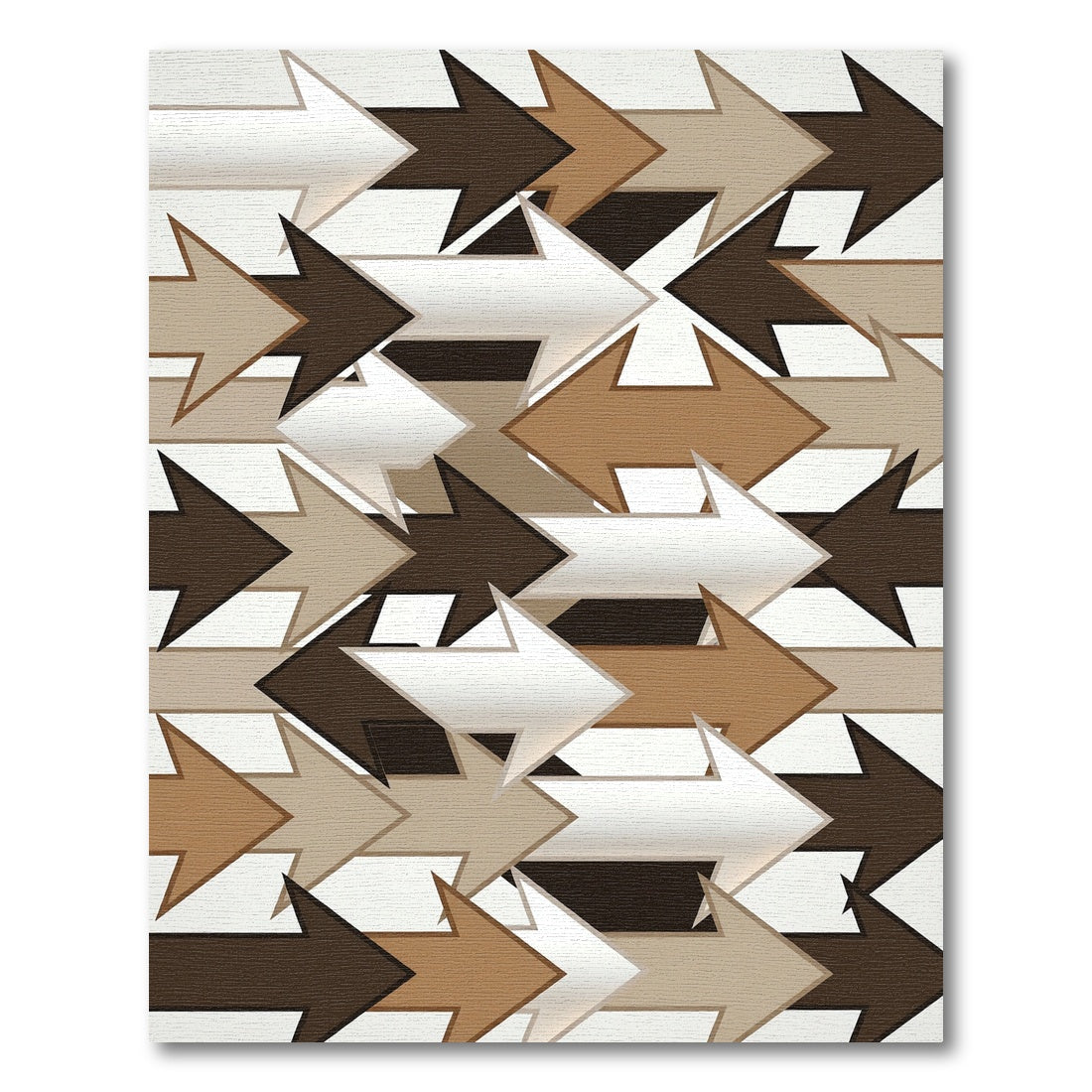 Brown White Arrow Directional Composition Rug