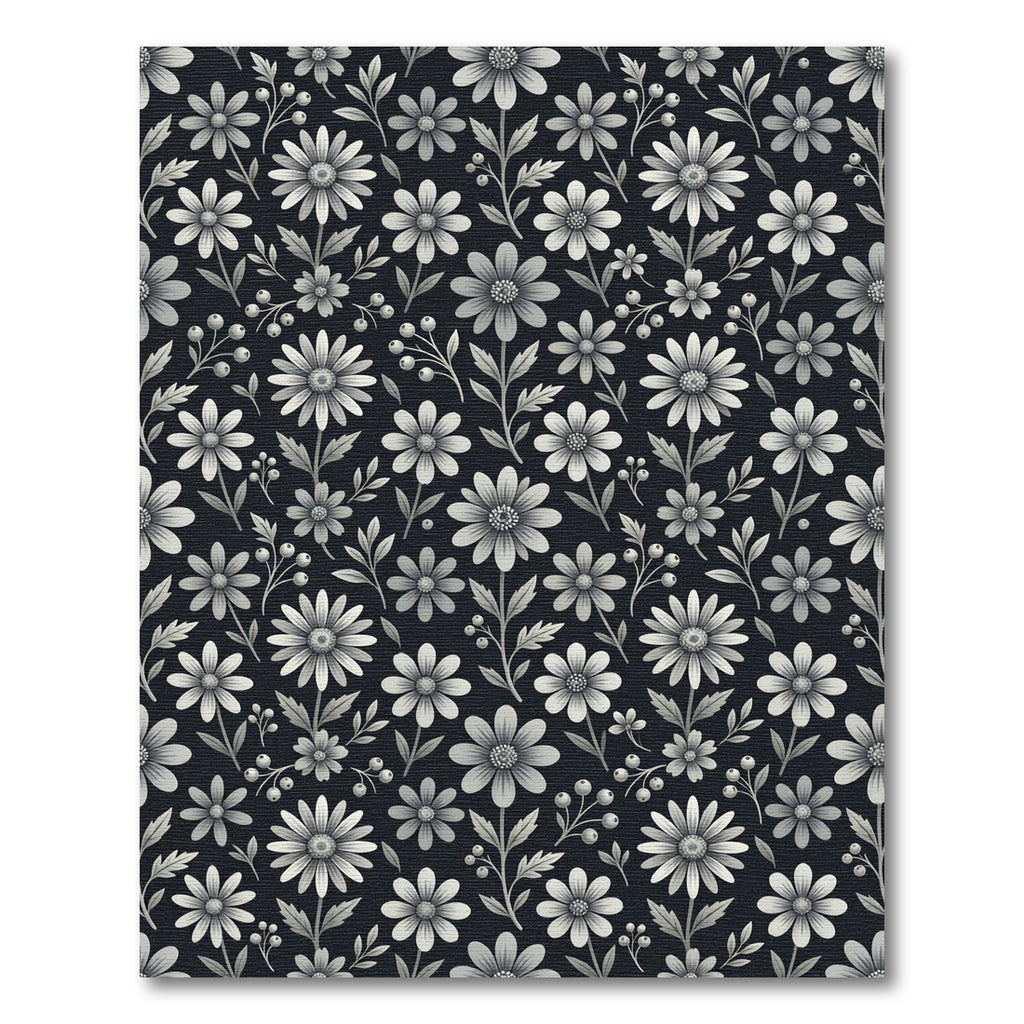 Monochromatic Daisy and Berry Garden Rug