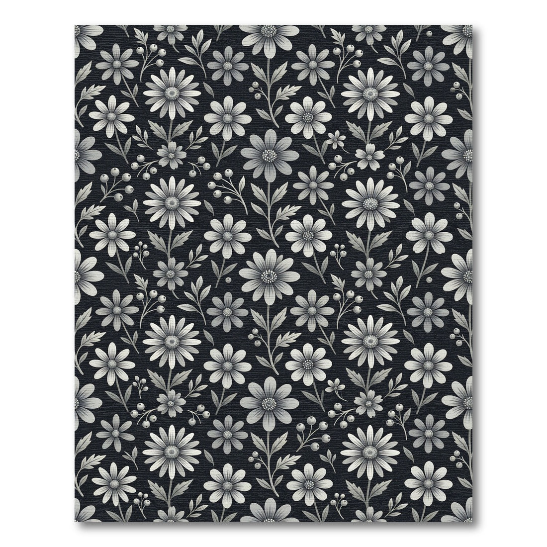 Monochromatic Daisy and Berry Garden Rug