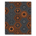 Retro Hexagonal Orange Gray Symbols Rug