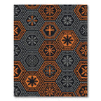 Retro Hexagonal Orange Gray Symbols Rug