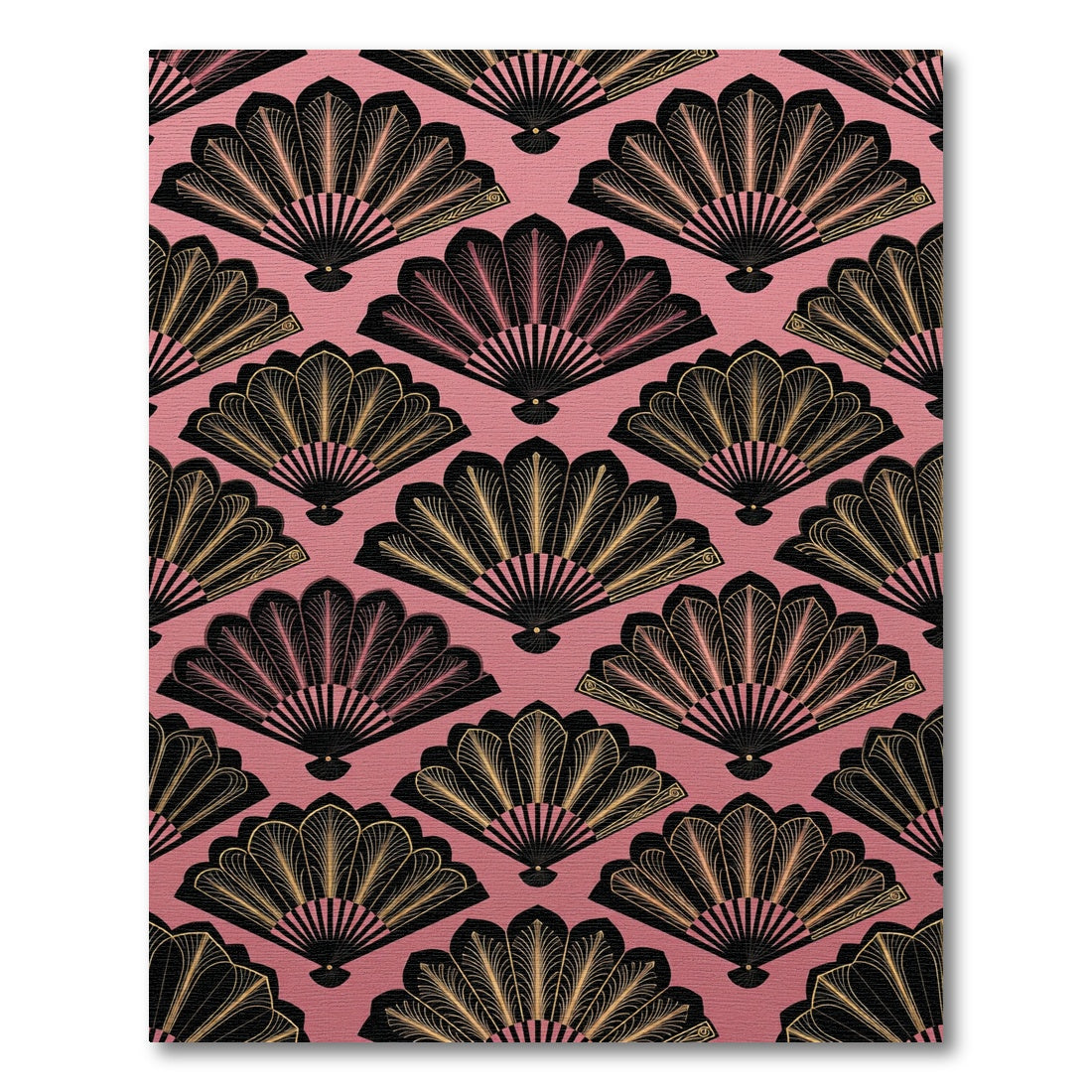 Art Deco Fan Gold Pink Rug