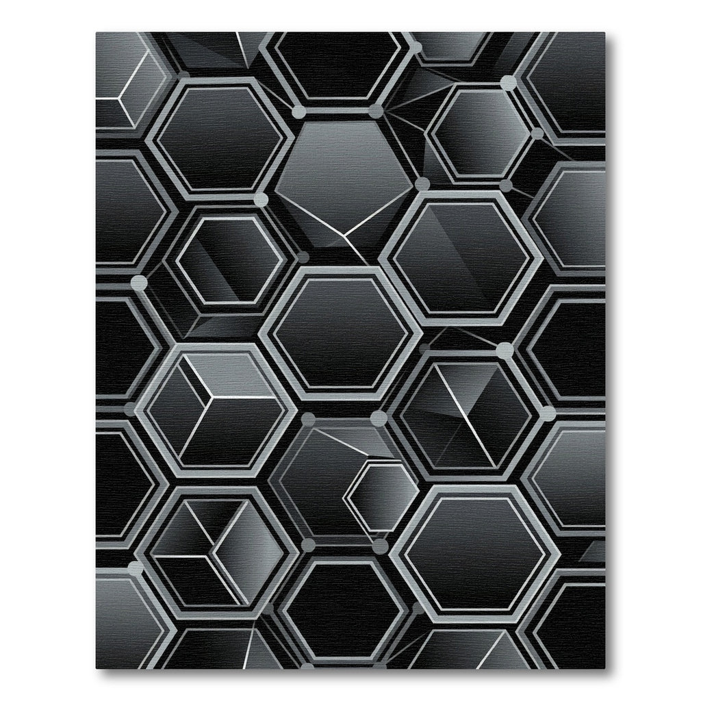Dark Gray Geometric Hexagon Arrangement Rug