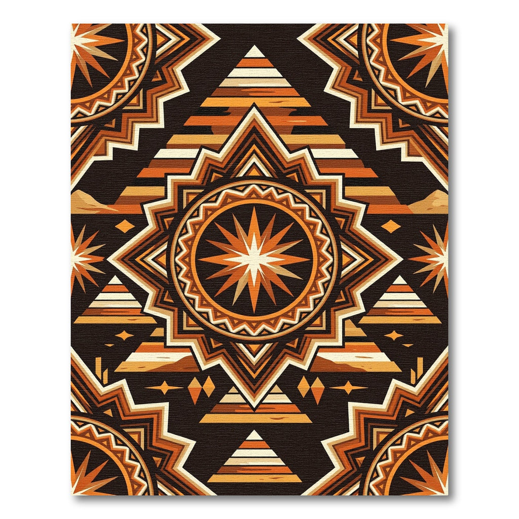 Geometric Sunburst Terracotta Southwestern Art Rug