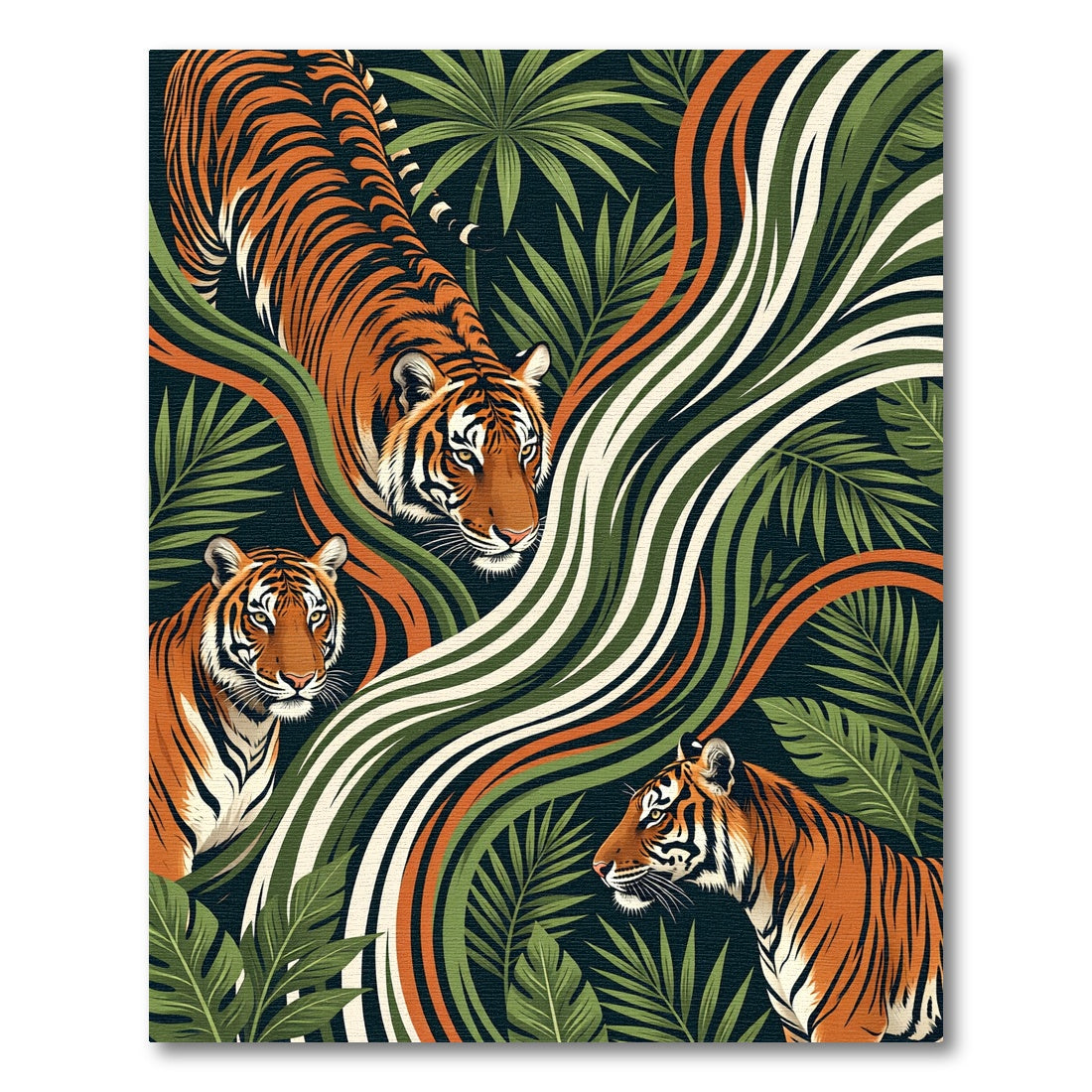Earthy Tiger Jungle Lush Foliage Rug