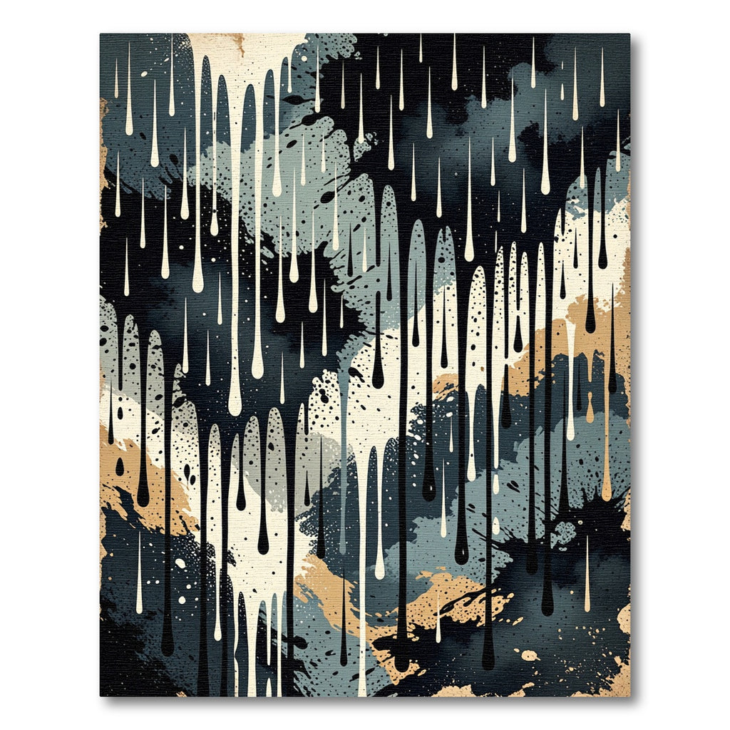 Dark Abstract Drip Stain Composition Rug