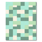 Minimalist Sage Green Geometric Blocked Rug