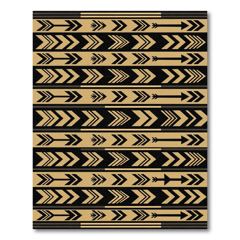 Golden Black Tribal Arrow Stripe Rug