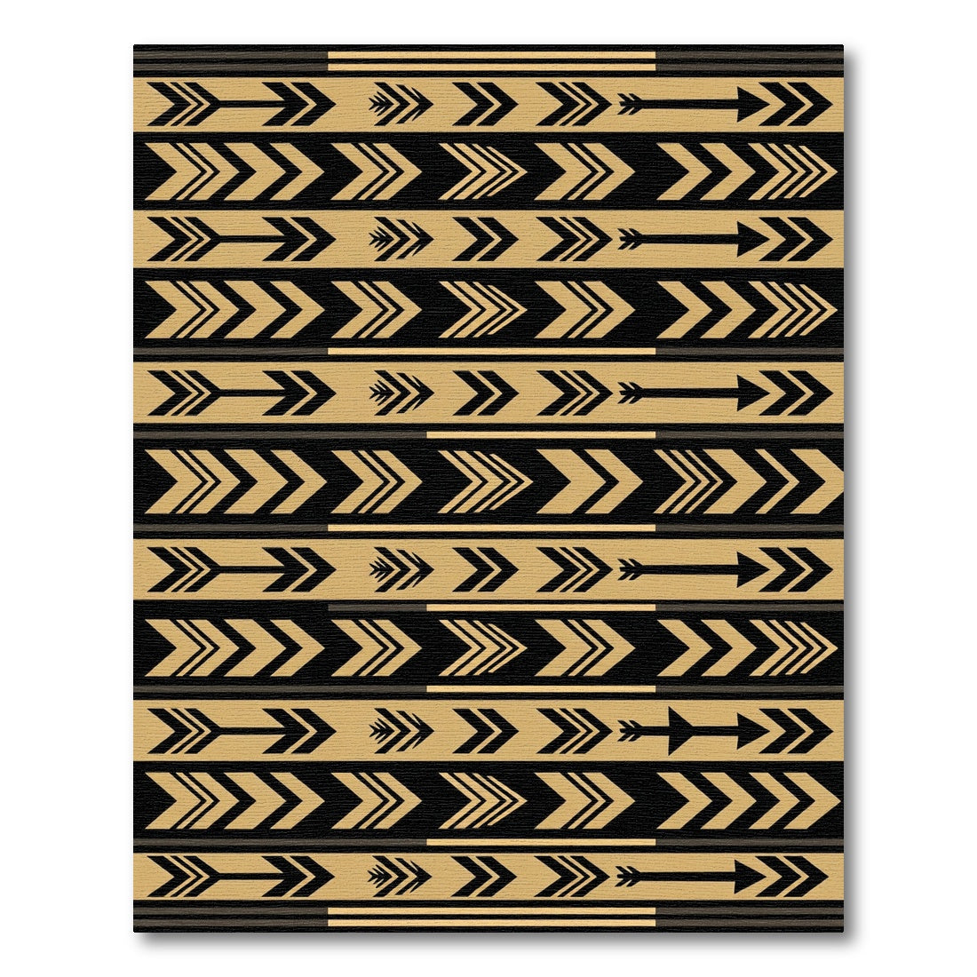 Golden Black Tribal Arrow Stripe Rug