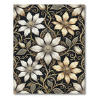 Elegant Gold and White Clematis Floral Rug
