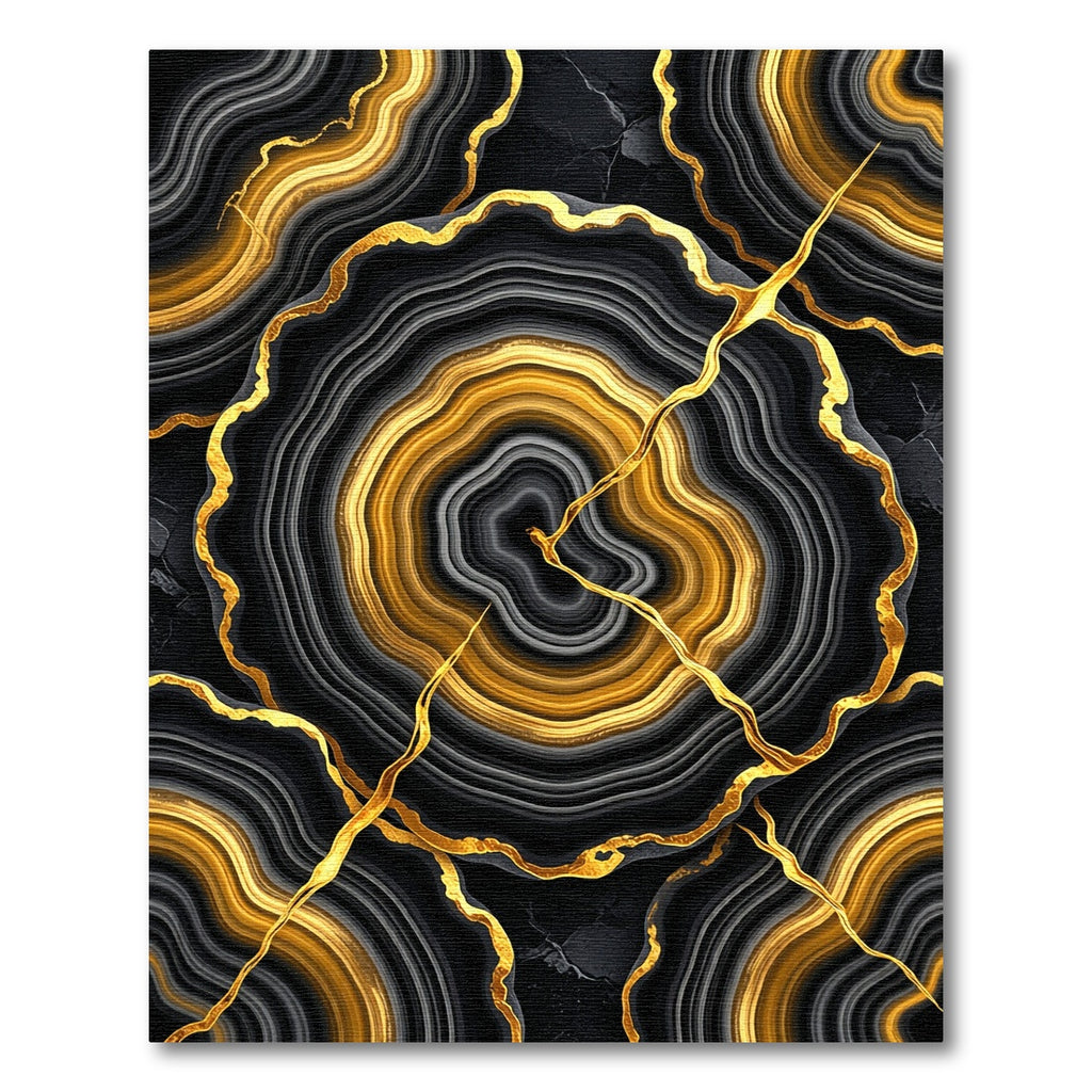 Golden Agate Sliced Stone Abstract Rug
