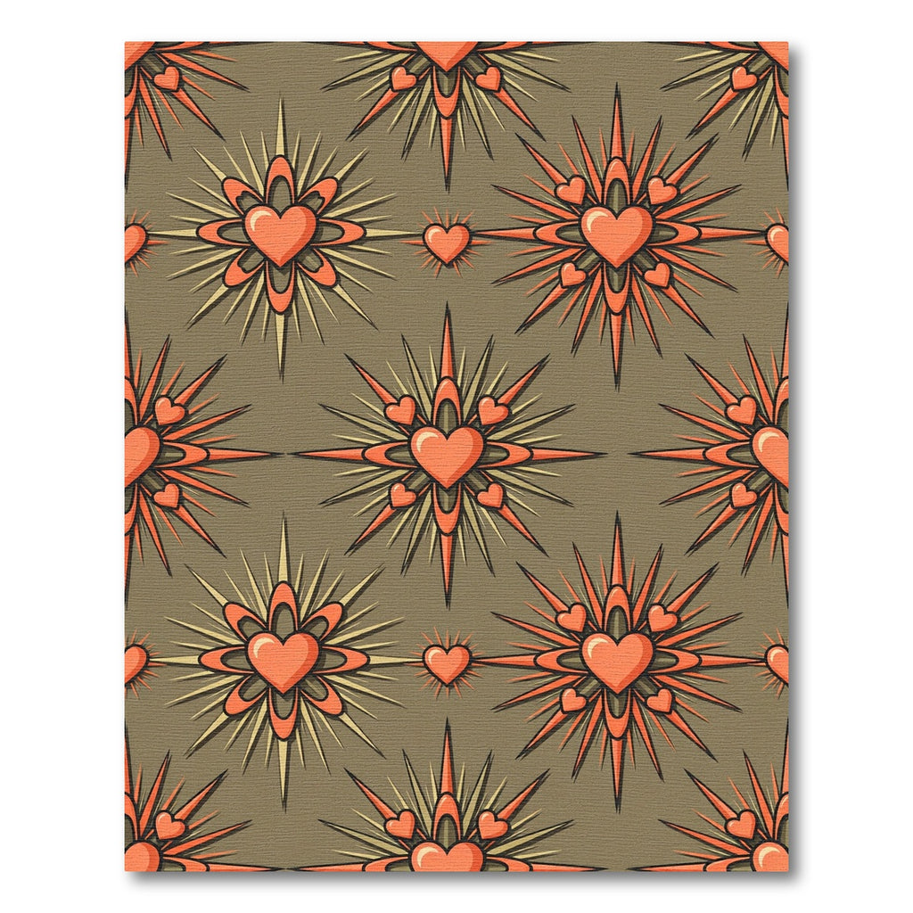 Coral Heart Starburst Brown Rug