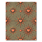 Coral Heart Starburst Brown Rug