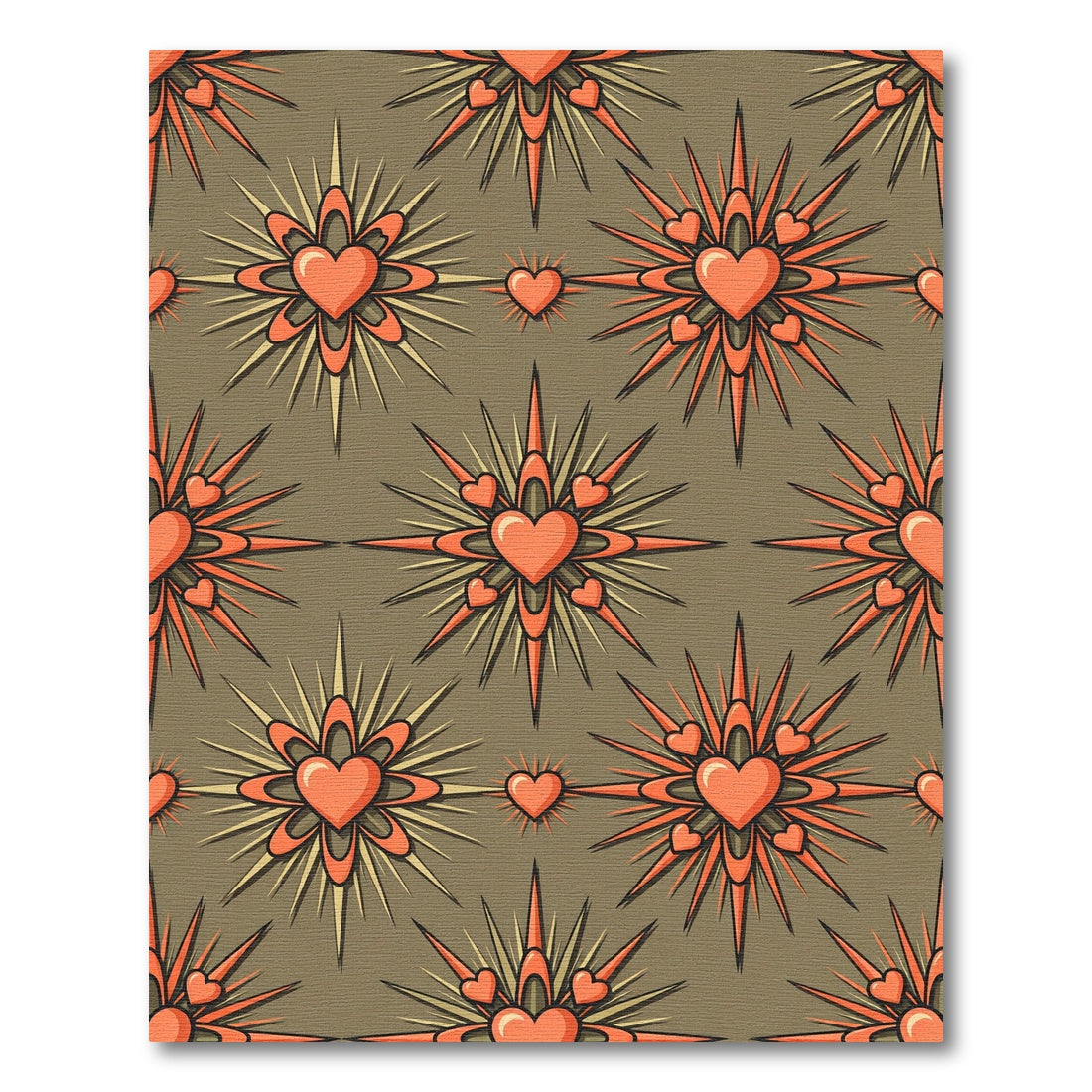 Coral Heart Starburst Brown Rug