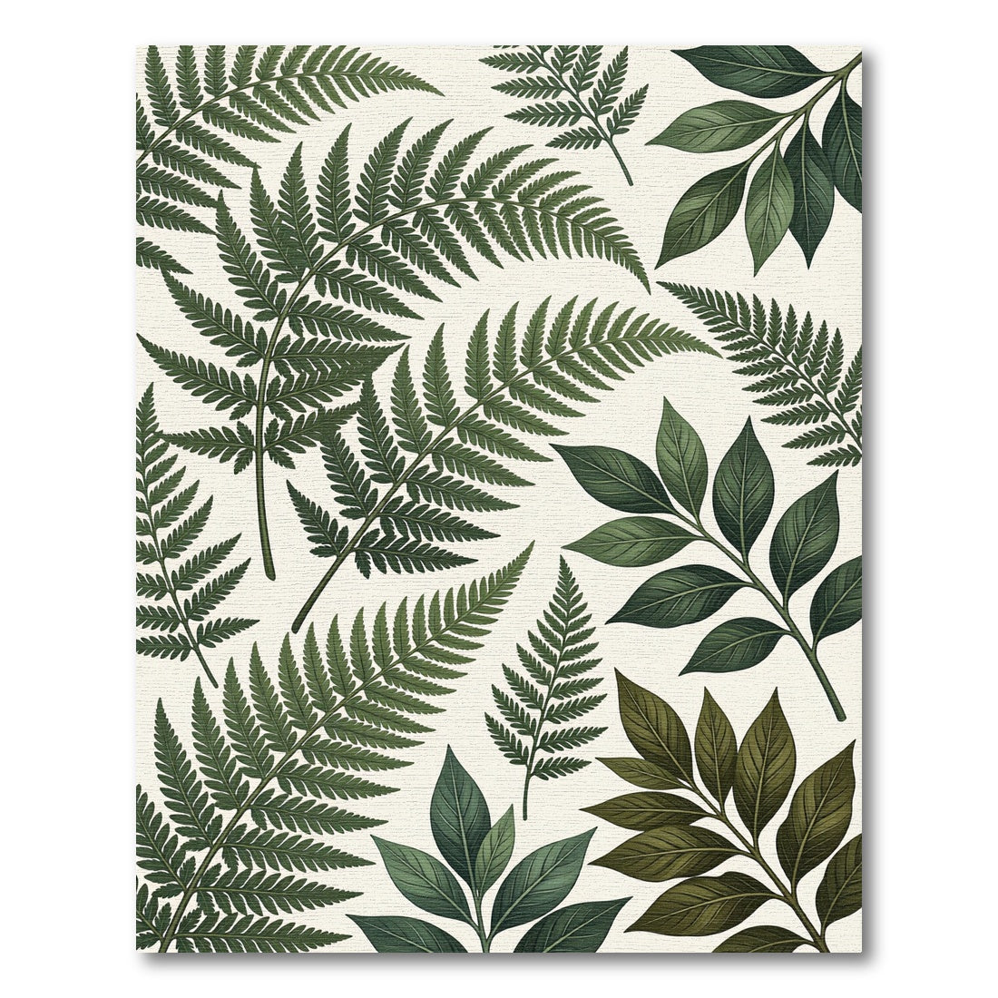 Lush Botanical Forest Fern Foliage Rug