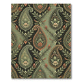 Sage Green Ornate Paisley Floral Tile Rug