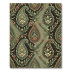 Sage Green Ornate Paisley Floral Tile Rug