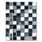 Minimalist Concrete Grid Cube Architecture Rug