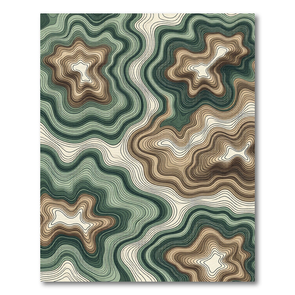 Earth Tone Abstract Topographic Swirl Rug