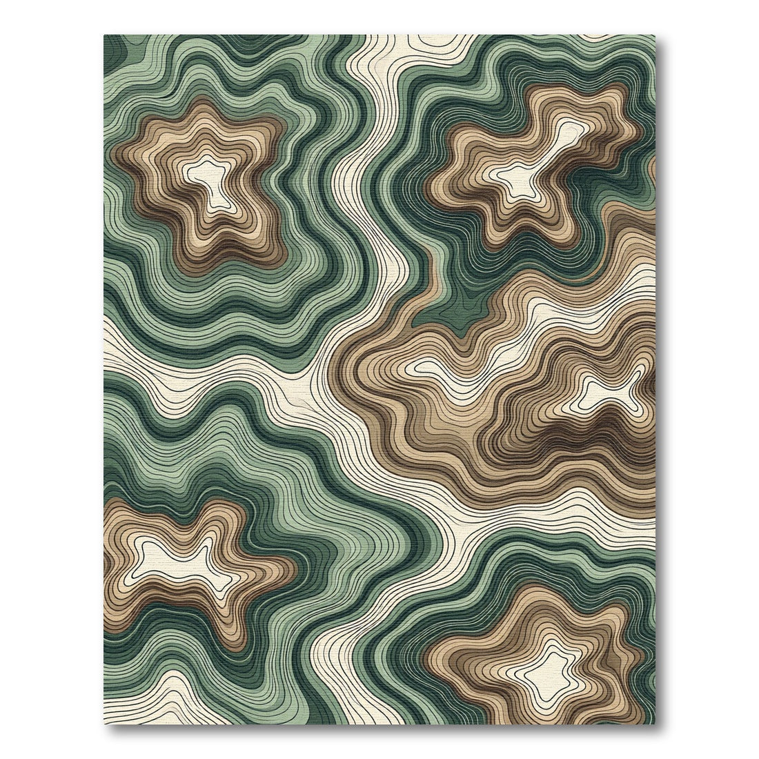 Earth Tone Abstract Topographic Swirl Rug