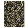 Elegant Gold and Navy Floral Damask Rug