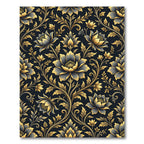 Elegant Gold and Navy Floral Damask Rug