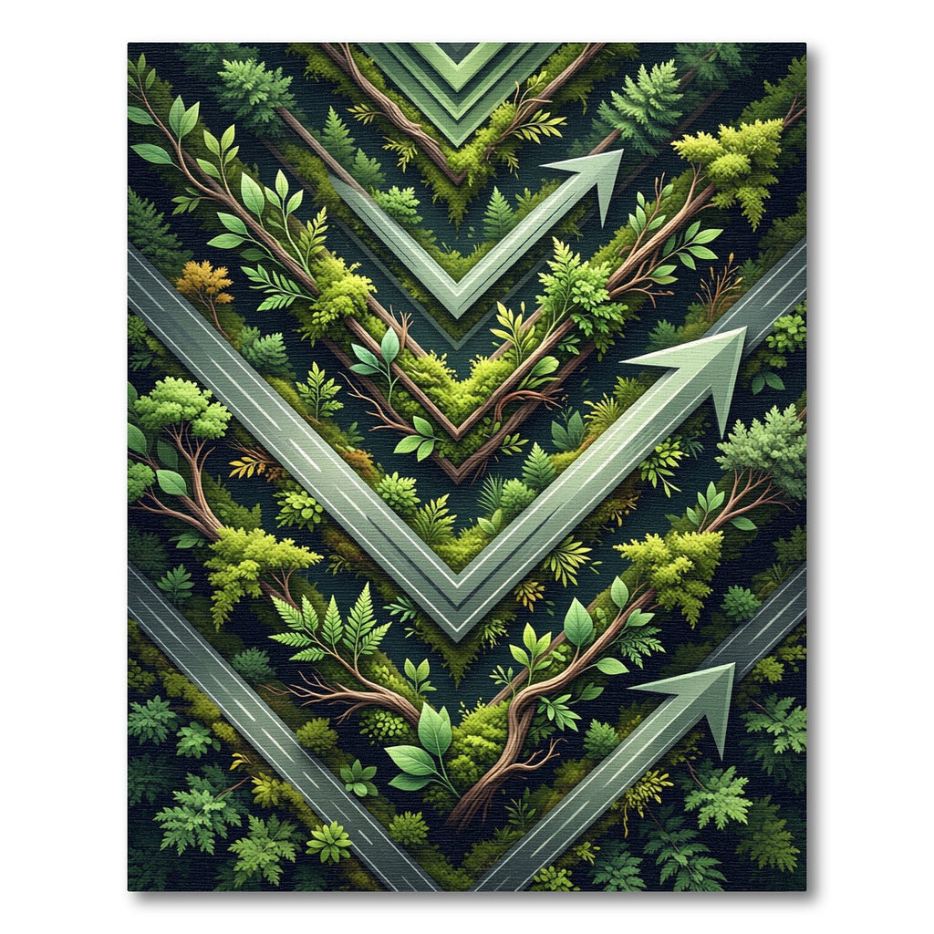 Green Forest Arrow Geometric Abstraction Rug