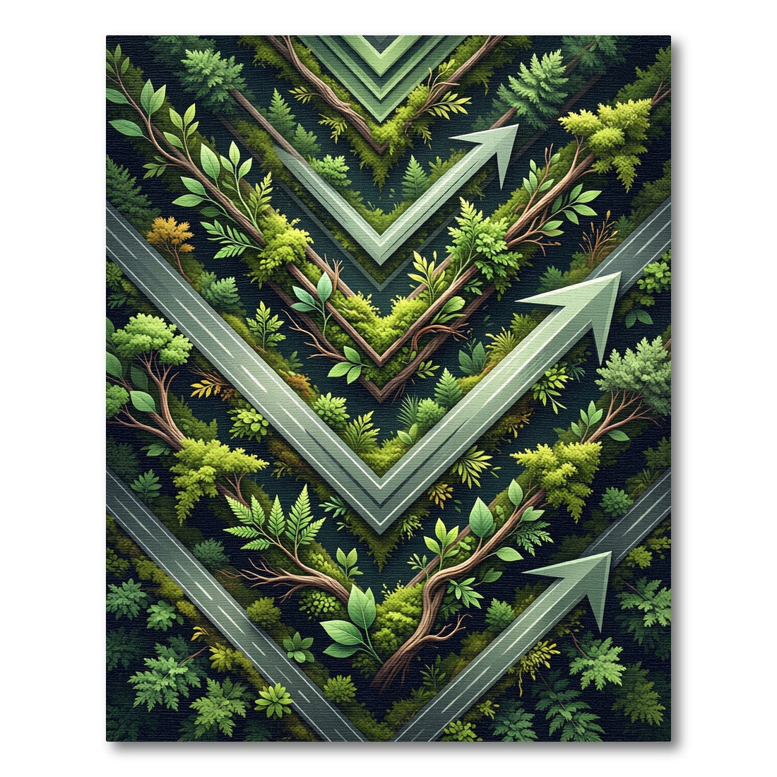 Green Forest Arrow Geometric Abstraction Rug