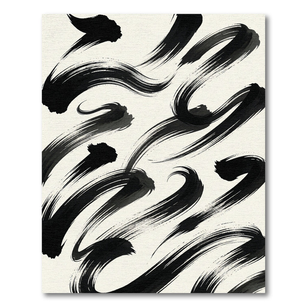 Minimalist Black Ink Swirls Rug