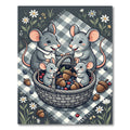 Whimsical Picnic Mice with Acorn Berries Rug