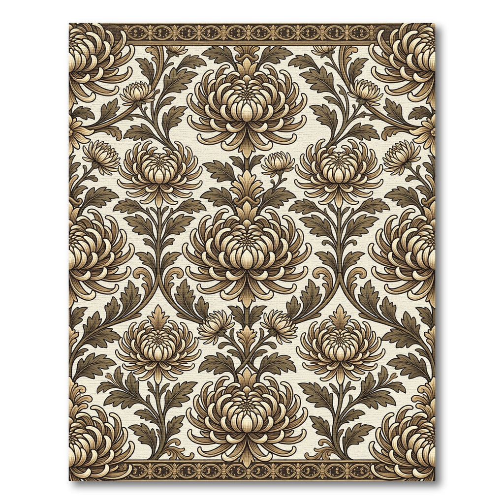 Antique Golden Floral Damask Rug