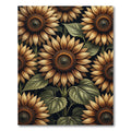 Golden Sunflower Botanical Floral Art Rug