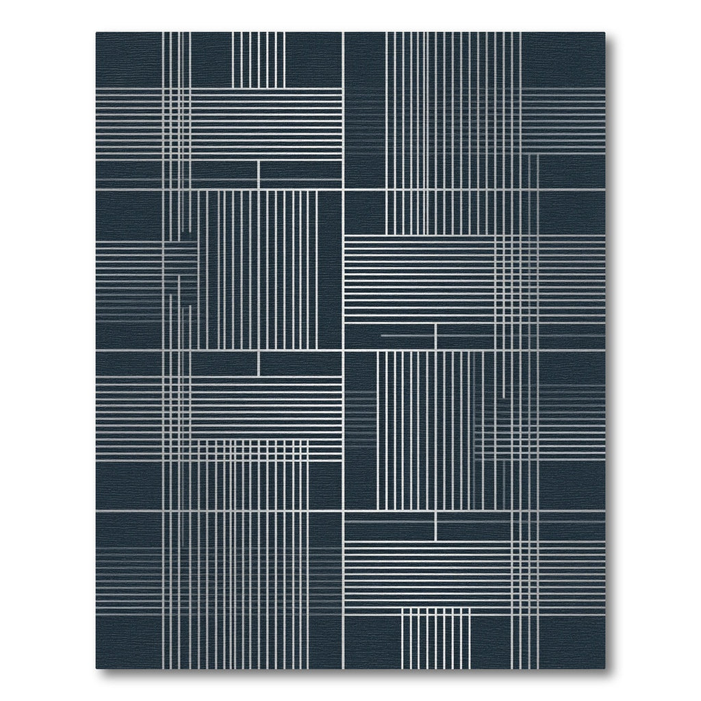 Deep Charcoal Geometric Stripe Composition Rug