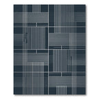 Deep Charcoal Geometric Stripe Composition Rug