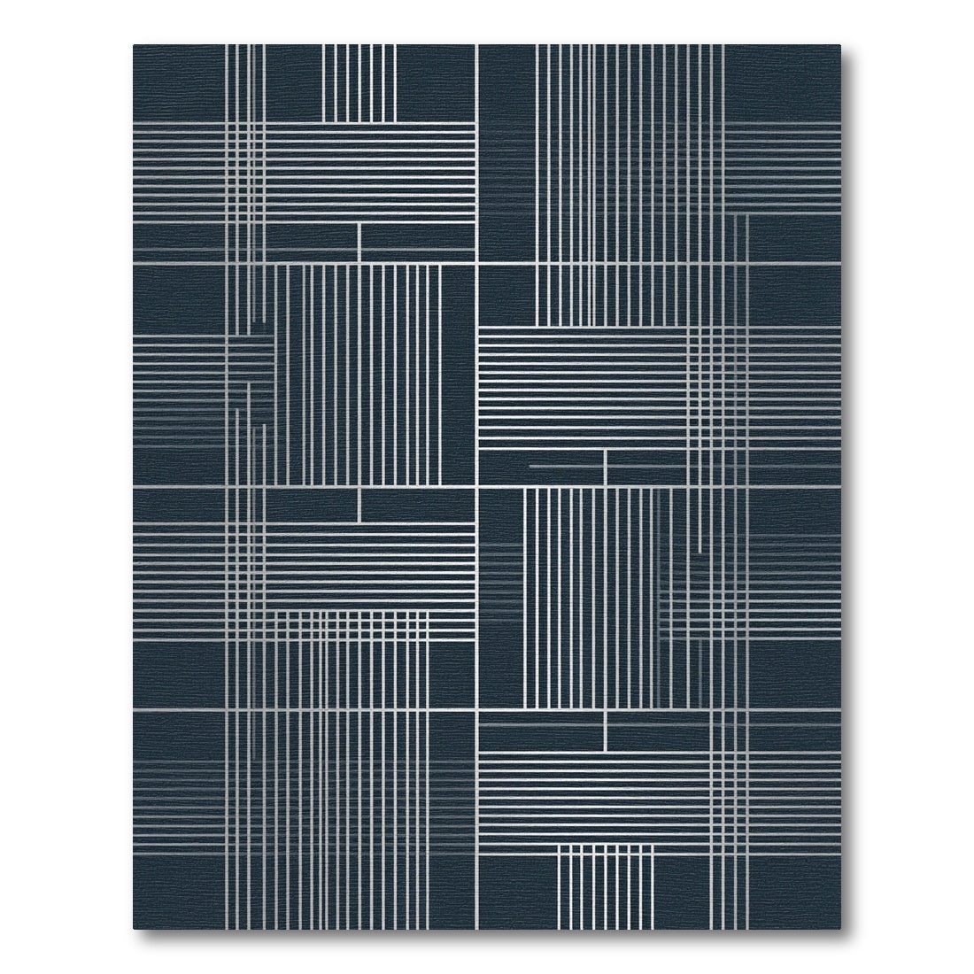 Deep Charcoal Geometric Stripe Composition Rug