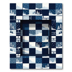 Midnight Winter Forest Checkerboard Grid Rug