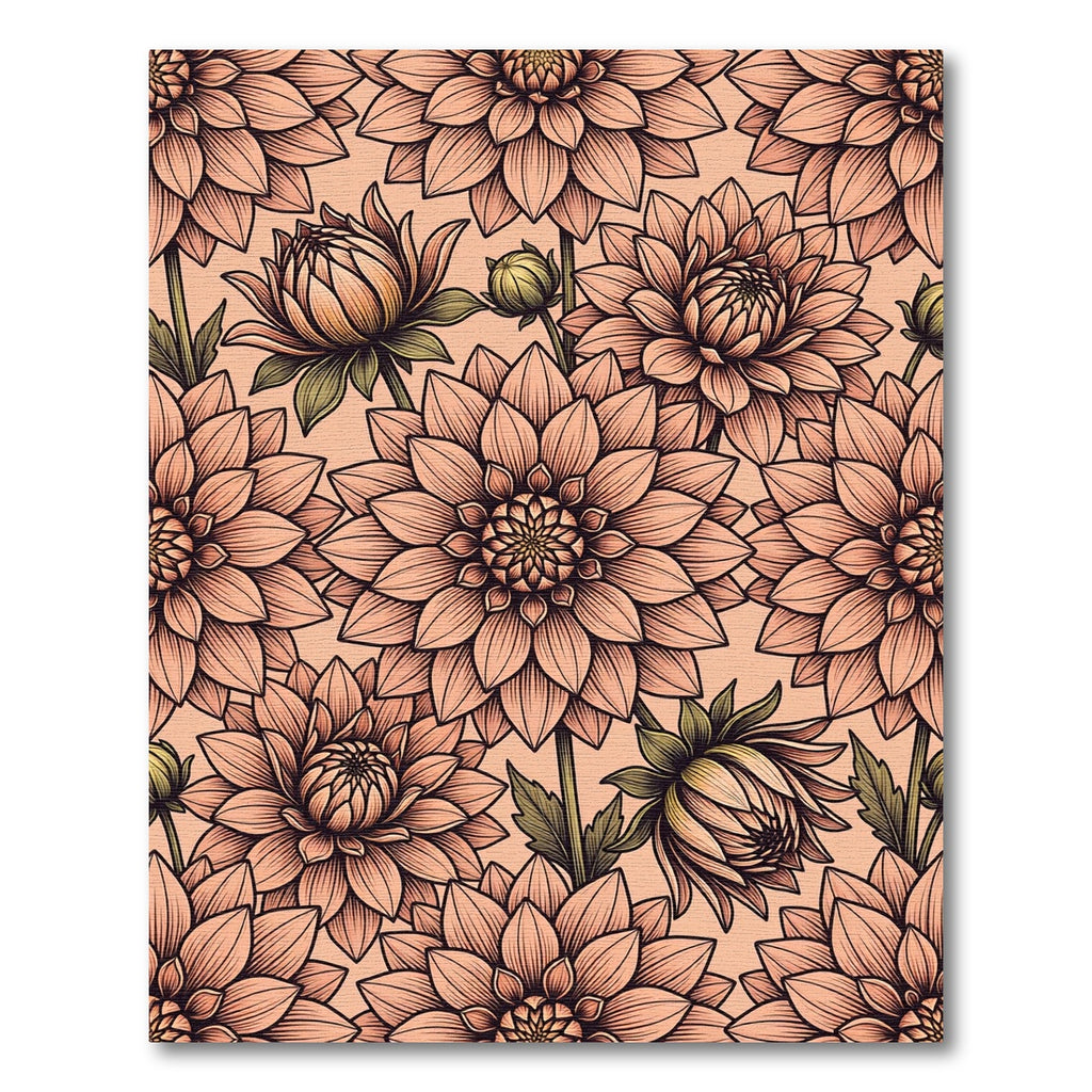 Peach Dahlia Floral Garden Rug