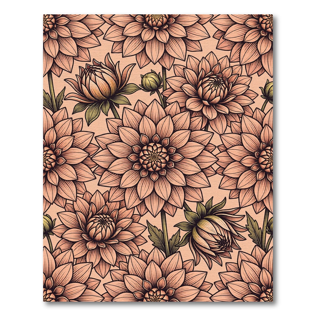 Peach Dahlia Floral Garden Rug