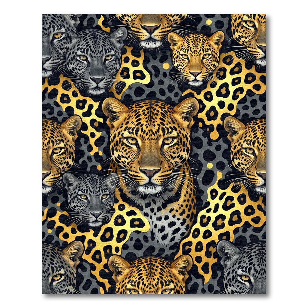 Exotic Golden Leopard and Jaguar Fusion Rug